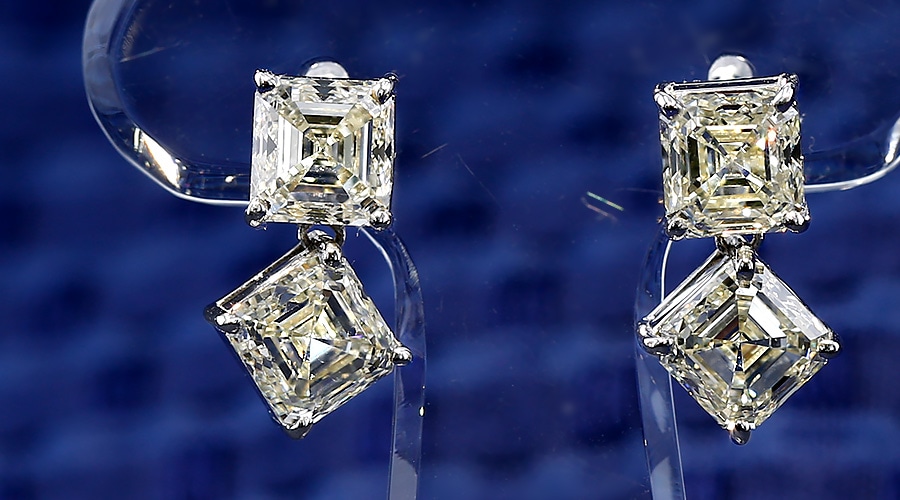 ダイヤモンド ピアス 4ct(Total) L SI1～SI2 スクエアエメラルドカット