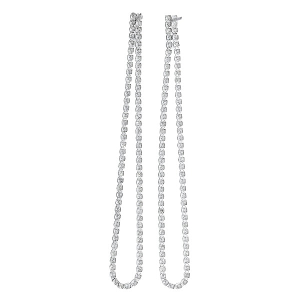 ダイヤモンド ロングピアス 2.00ct(Total) SI~Iクラス-D~Hクラス プラチナ エメットジュエリー 保証書付 【R】