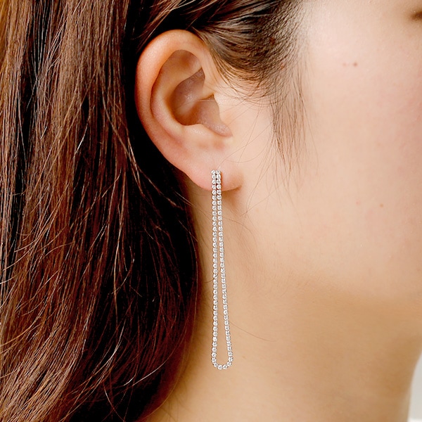 ダイヤモンド ロングピアス 2.00ct(Total) SI~Iクラス-D~Hクラス プラチナ エメットジュエリー 保証書付 【R】