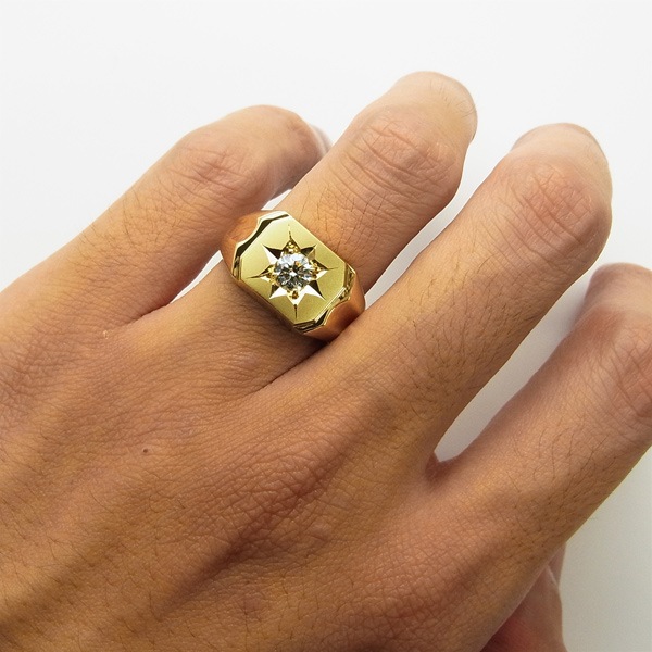 ダイヤモンド メンズリング 0.5ct VS2 F GOOD 18金 中央宝石研究所 鑑定書付 【R】