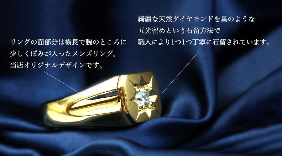 ダイヤモンド メンズリング 0.5ct VS2 F GOOD 18金 中央宝石研究所 鑑定書付 【R】