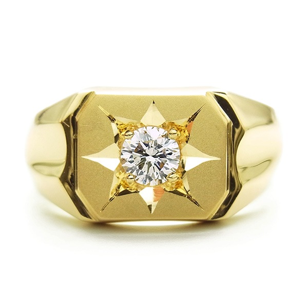 ダイヤモンド メンズリング 0.5ct VS2 F GOOD 18金 中央宝石研究所 鑑定書付 【R】