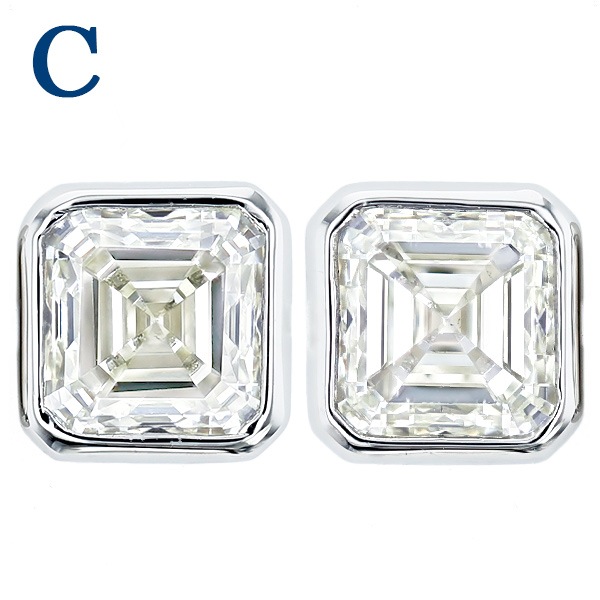ダイヤモンド ピアス 一粒 2ct(Total) K～L VS2～SI2 エメラルドカット