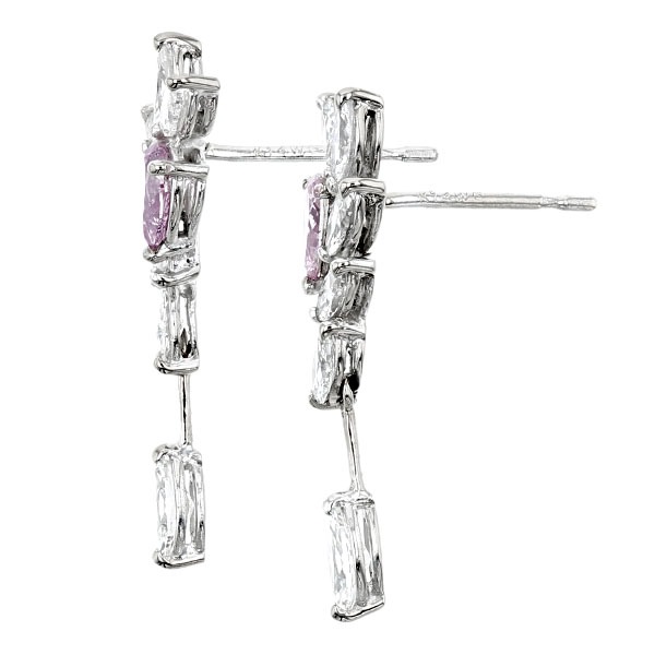 ダイヤモンド ピアス 0.2ct(Total) FANCY PURPLISH PINK I1 ペア