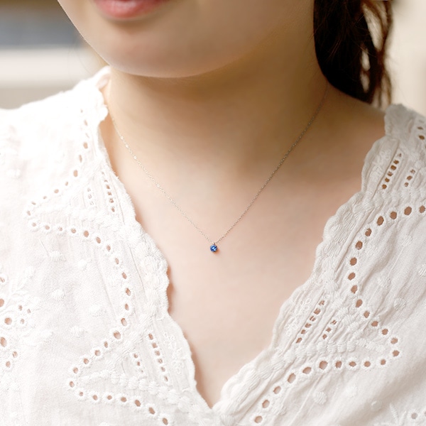 ブルーダイヤモンド ネックレス 一粒 0.1ct FANCY DEEP GREEN BLUE