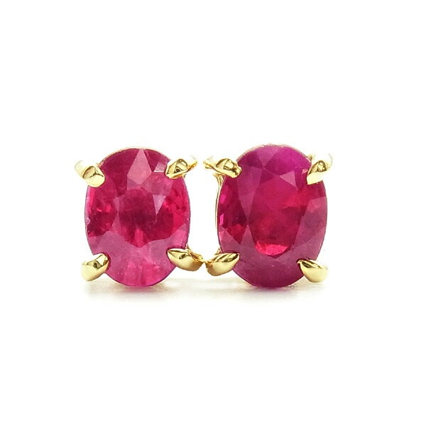 ルビー ピアス 0.18～0.30ct(Total) オーバルカット 18金 エメット