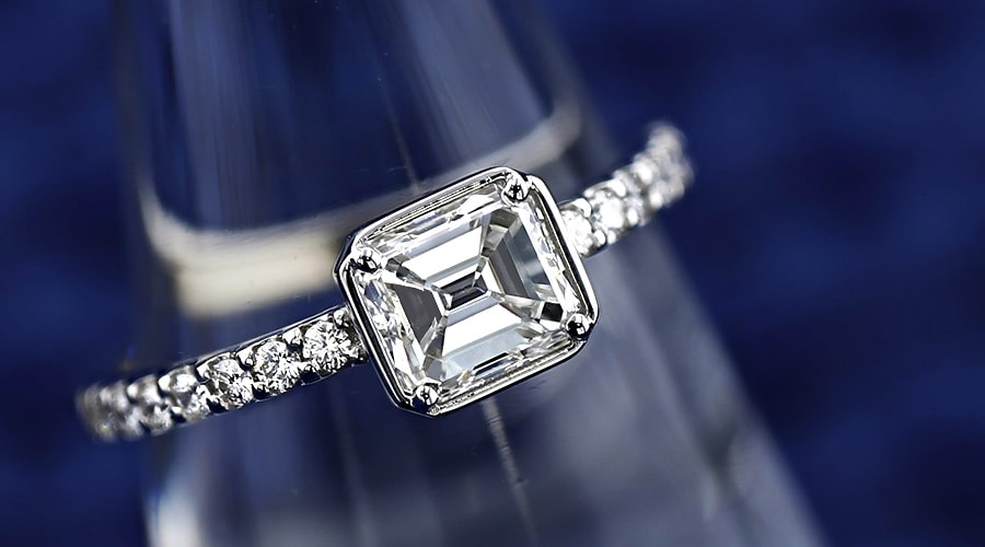 【鑑定済】エメラルドカット プラチナリング ダイヤモンド エメラルドカット ダイヤモンドリング M 0.10ct プラチナ チェカ