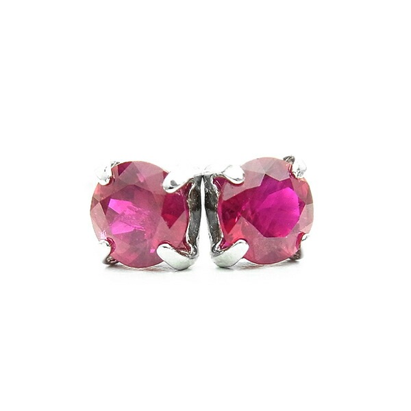 天然ルビー ピアス 0.25～0.3ct(Total) ラウンドカット プラチナ