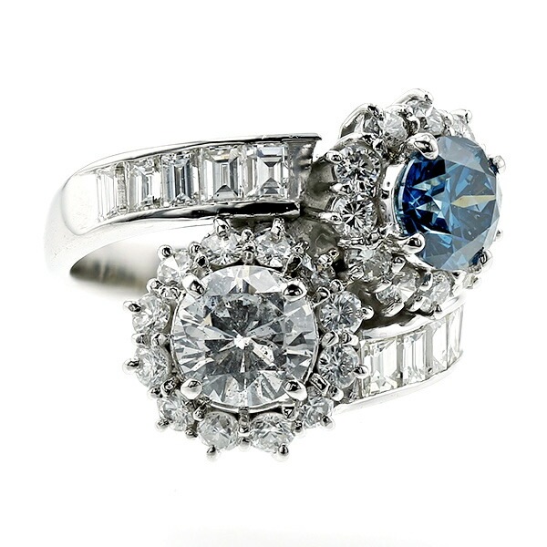 専用JG90★高級 ダイヤモンド2.5ct プラチナ フルパヴェ リング ブルーサファイア 2.0ct ダイヤモンド 2.0ct プラチナ リング