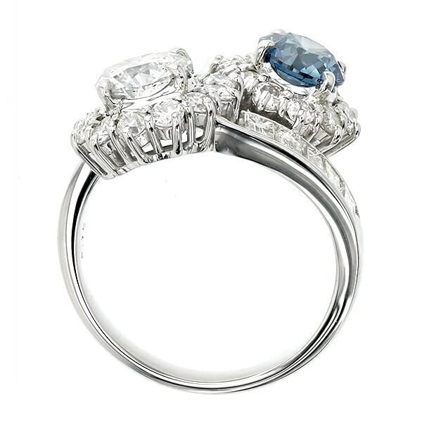 専用JG90★高級 ダイヤモンド2.5ct プラチナ フルパヴェ リング ブルーサファイア 2.0ct ダイヤモンド 2.0ct プラチナ リング