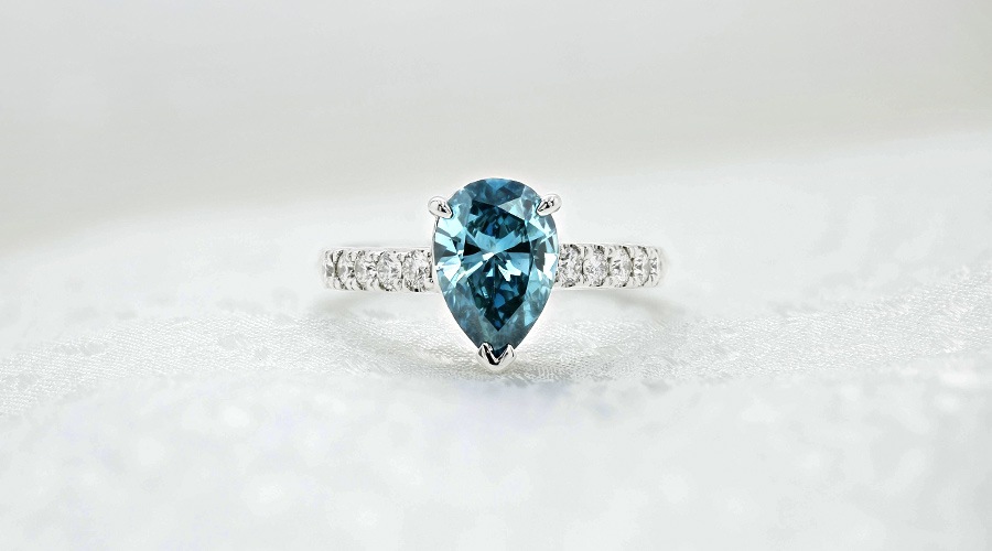 ブルーダイヤモンド リング 1.6ct FANCY DEEP GREEN BLUE VS2 ペア