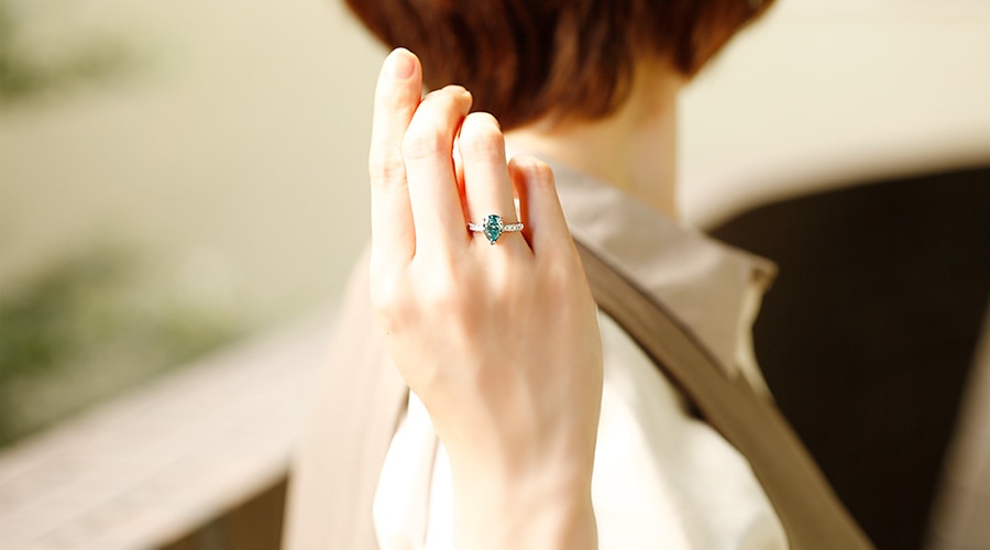 ブルーダイヤモンド リング 1.6ct FANCY DEEP GREEN BLUE VS2 ペア