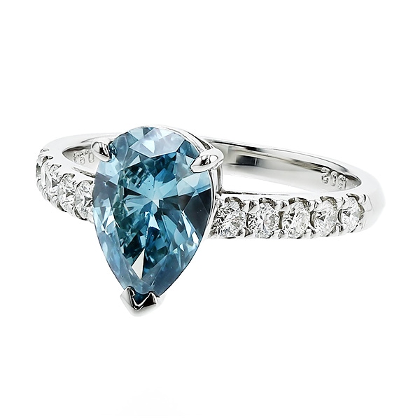 ブルーダイヤモンド リング 1.6ct FANCY DEEP GREEN BLUE VS2