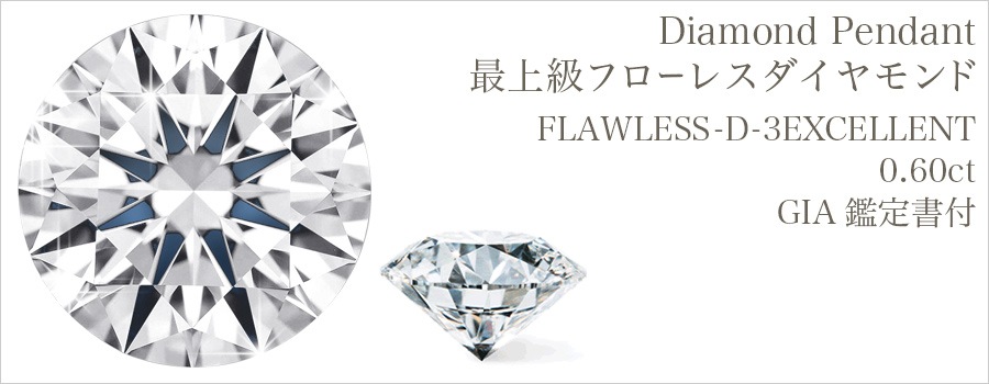 ダイヤモンド ネックレス 一粒 0.6ct D FL 3EX プラチナ GIA 鑑定書付  
