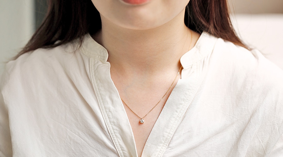 ダイヤモンド ネックレス 一粒 0.4ct I~J VS1~2 3EX H&C~EX H&C 18金 中央宝石研究所 鑑定書付 【R】