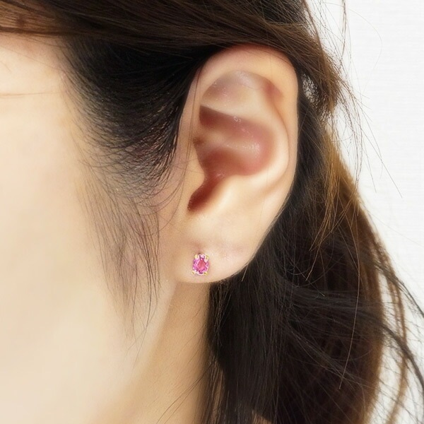 天然ピンクサファイア ピアス 0.80ct～(Total) オーバルミックス