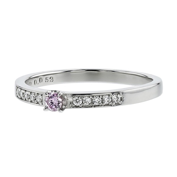 ピンクダイヤモンド リング 0.053ct FANCY INTENSE PURPLISH