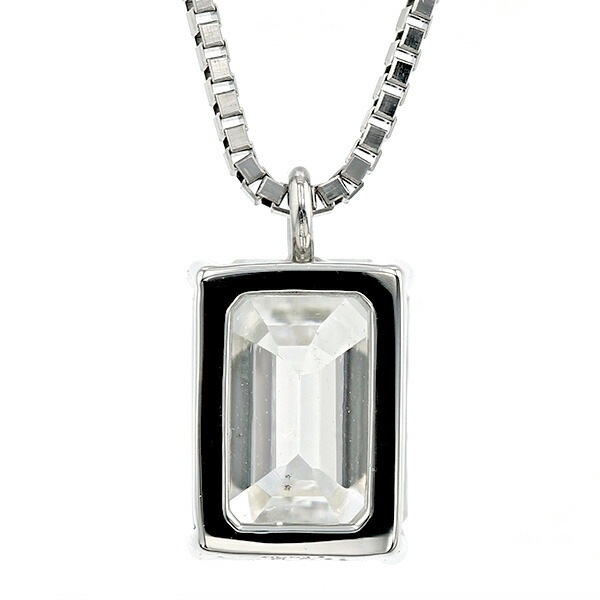 ダイヤモンド ネックレス 一粒 1.008ct SI1-H-エメラルドカット 