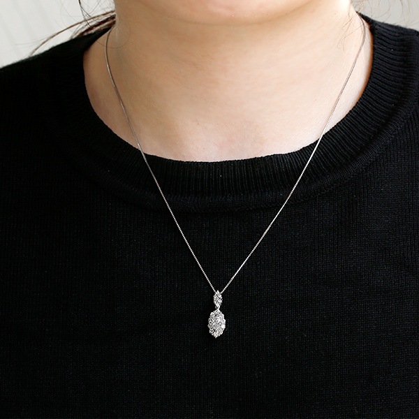ダイヤモンド ネックレス 0.307ct D VVS2 オーバルブリリアントカット  