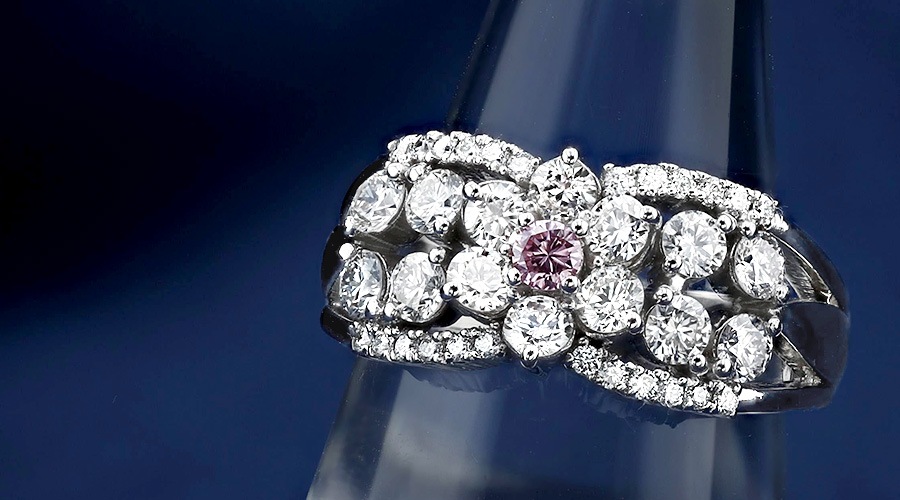 ピンクダイヤモンド リング 0.071ct FANCY INTENSE PURPLISH