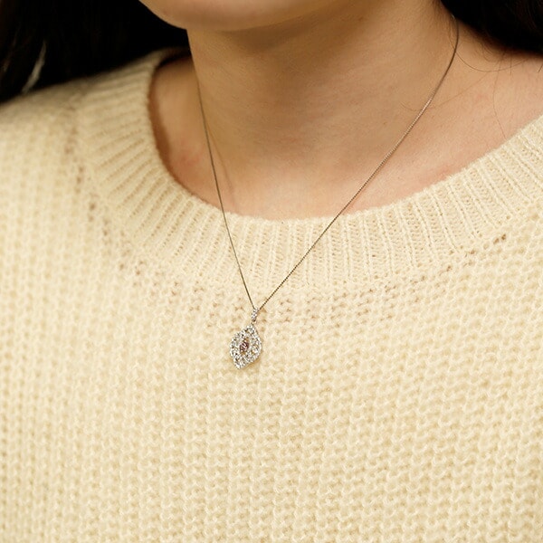 ピンクダイヤモンド ペンダント 0.252ct I2-FANCY INTENSE PURPLE PINK