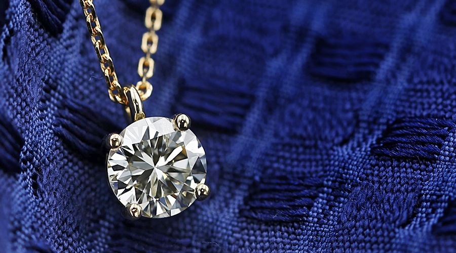 ダイヤモンド ネックレス 一粒 0.5ct M VS2 3EX H&C 18金 中央宝石研究