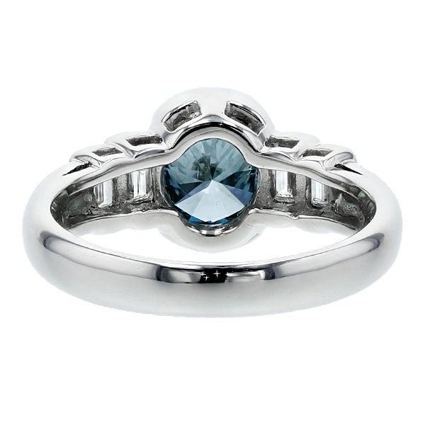 ブルーダイヤモンド リング 1.1ct FANCY DEEP GREEN BLUE SI1 プラチナ
