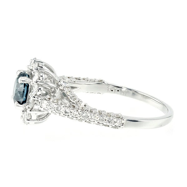 ブルーダイヤモンド リング 1.018ct SI1-FANCY DEEP GREEN BLUE K18WG