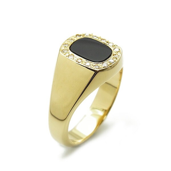 オニキス/ダイヤモンド メンズリング 脇石ダイヤモンド 0.20ct