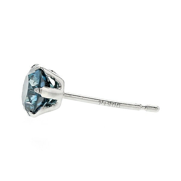 ブルーダイヤモンド ピアス 片耳用 0.5～0.6ct FANCY DEEP GREEN BLUE