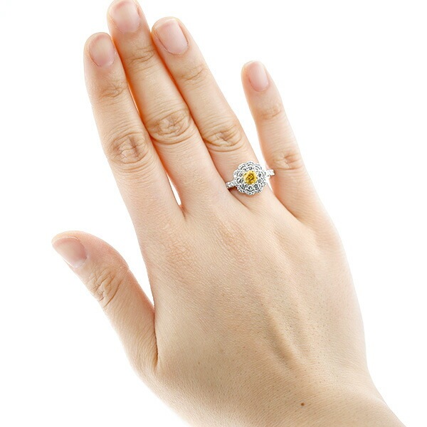 ダイヤモンド リング 0.509ct I1-FANCY VIVID ORANGY YELLOW プラチナ  