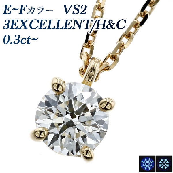中央宝石研究所鑑定書天然ダイヤネックレスE VS-2 3EX H&C