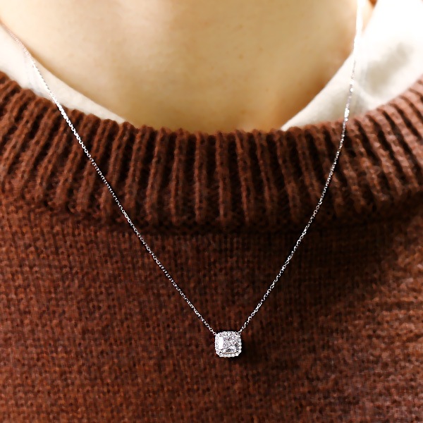 ダイヤモンド ネックレス 1ct D IF クッション モディファイド