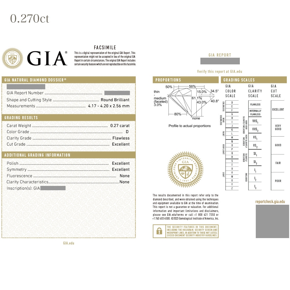 ダイヤモンド ルース 0.2ct D FL 3EX H&C 中央宝石研究所/GIA 鑑定書付