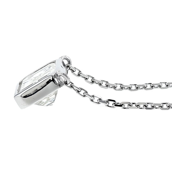 【美品✨】【中宝研ソ付】 エメラルドカット ダイヤモンド プラチナ ネックレス ダイヤモンド ネックレス 一粒 1ct K VS1 エメラルドカット プラチナ