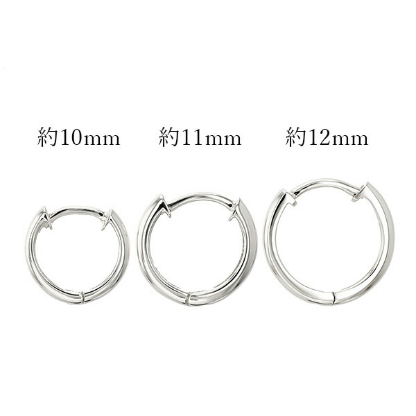 フープピアス 両耳用 中折れ式 直径10mm プラチナ エメットジュエリー