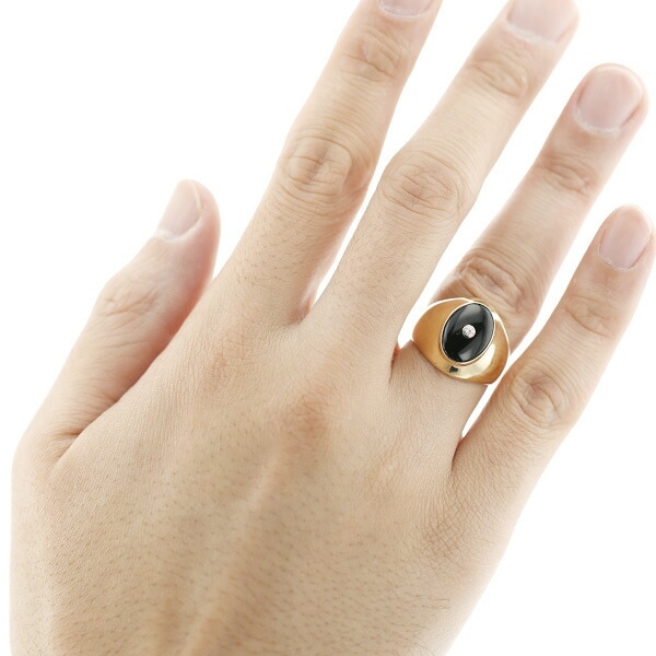 オニキス メンズリング ダイヤモンド 0.03ct 18金 エメット