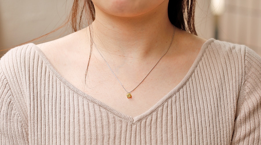 イエローダイヤモンド ネックレス 一粒 1.037ct FANCY YELLOW SI2