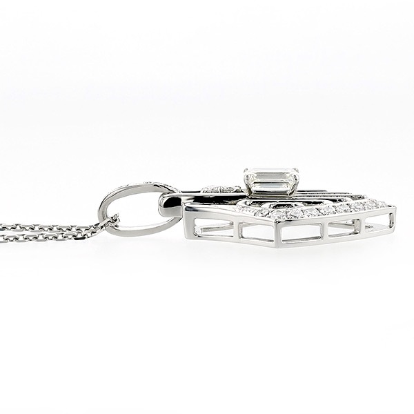 ダイヤモンド ネックレス 1.00ct IF-K-エメラルドカット プラチナ GIA