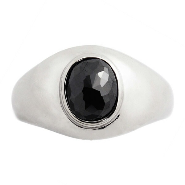 ブラックダイヤモンド メンズリング 2.075ct オーバルローズカット