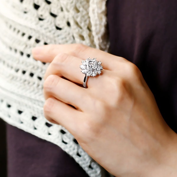 ダイヤモンド リング 3.2ct F IF スクエアエメラルドカット プラチナ
