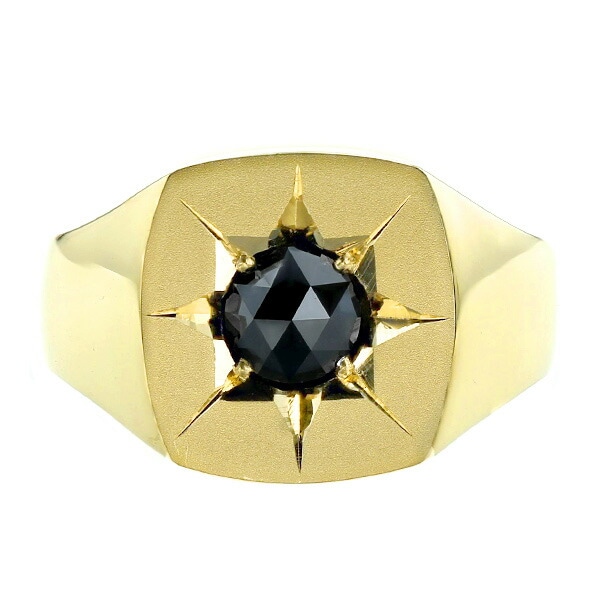 ブラックダイヤモンド メンズリング 印台 シグネットリング 1.016ct