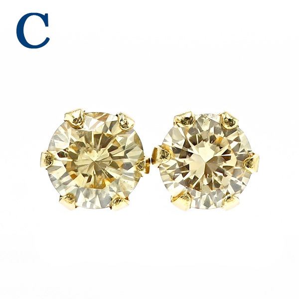 ダイヤモンド ピアス 一粒 0.07～0.4ct(Total) FANCY YELLOW～FANCY