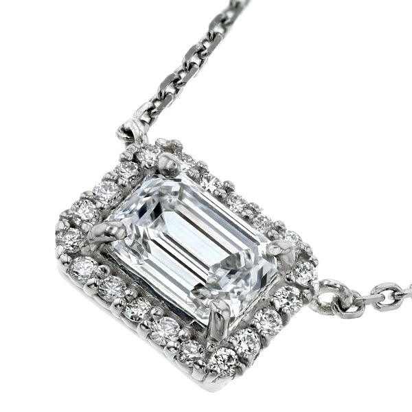【美品✨】【中宝研ソ付】 エメラルドカット ダイヤモンド プラチナ ネックレス ダイヤモンド ネックレス 0.5ct D IF エメラルドカット プラチナ 中央