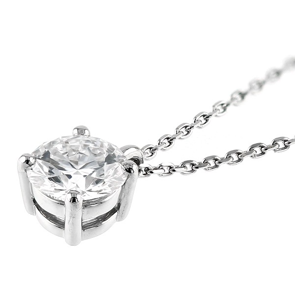 ダイヤモンド ネックレス 一粒 0.613ct D VS1 3EX H&C 4本爪 プラチナ 