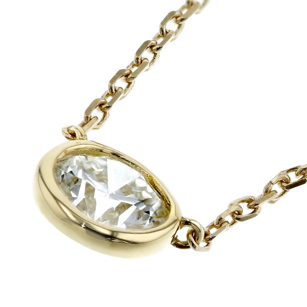 ダイヤモンド ネックレス 一粒 0.4ct D VVS1 3EX H&C フクリン 覆輪 18