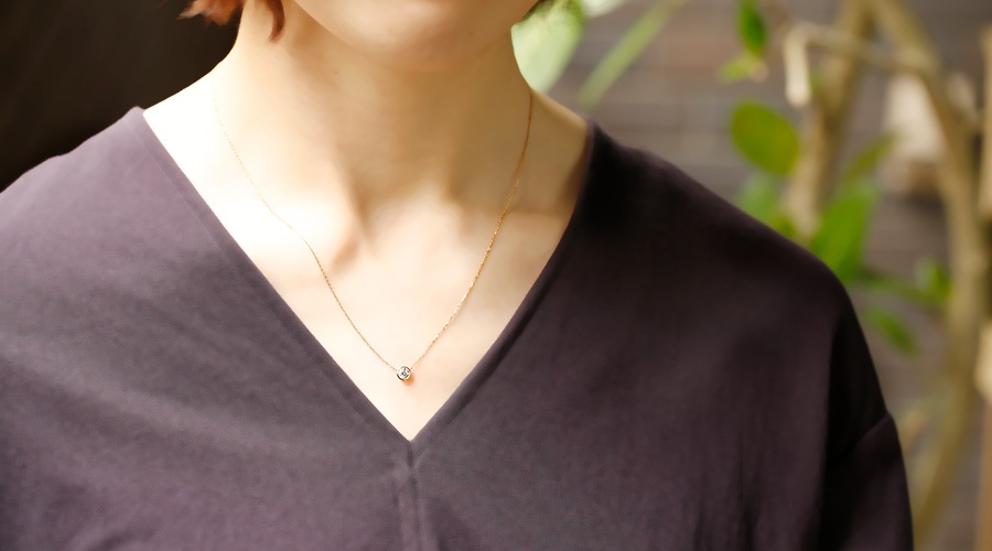 ダイヤモンド ネックレス 一粒 0.4ct D VVS1 3EX H&C 18金 中央宝石