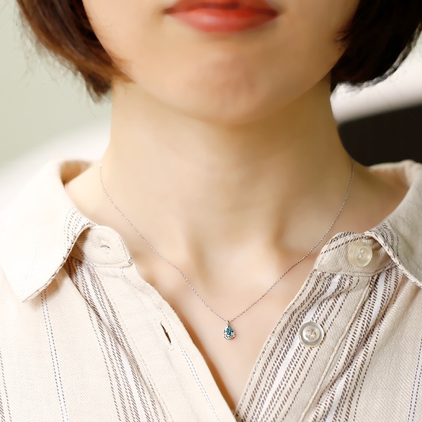 ブルーダイヤモンド ネックレス 一粒 0.602ct FANCY DEEP GREEN BLUE