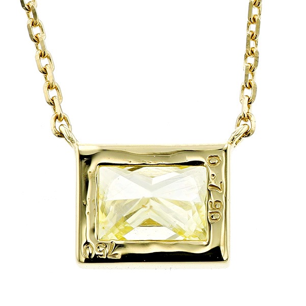 イエローダイヤモンド ネックレス 一粒 0.790ct FANCY YELLOW SI2 プリンセスカット 18金 中央宝石研究所 ソーティング付  【R】｜ダイヤモンドネックレス・ダイヤピアス【エメットジュリー】｜ダイヤモンド通販｜ダイヤモンドネックレス・ダイヤピアス【エメット 
