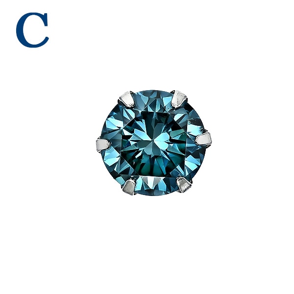 ブルーダイヤモンドピアス 片耳用 0.4ct FANCY DEEP GREEN BLUE～FANCY